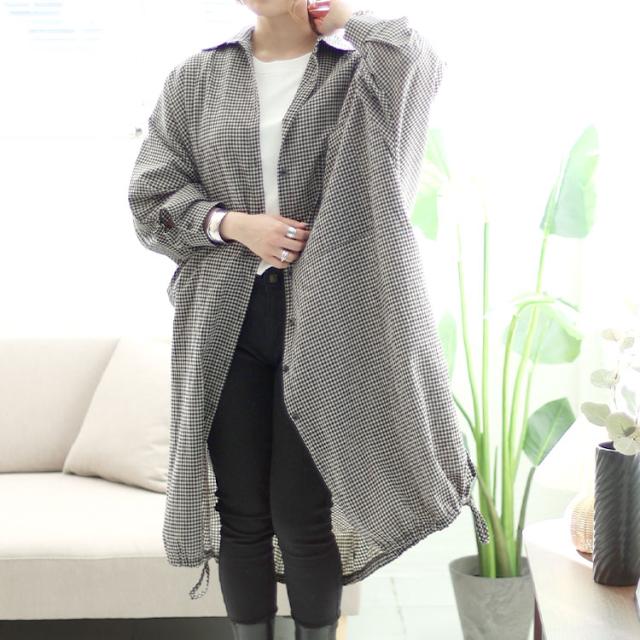 チェック柄ドルマンシャツワンピース