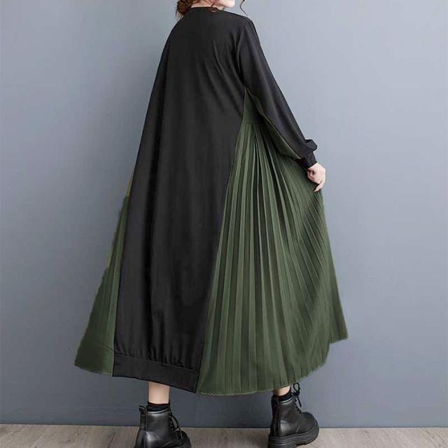 サイドプリーツロングワンピース