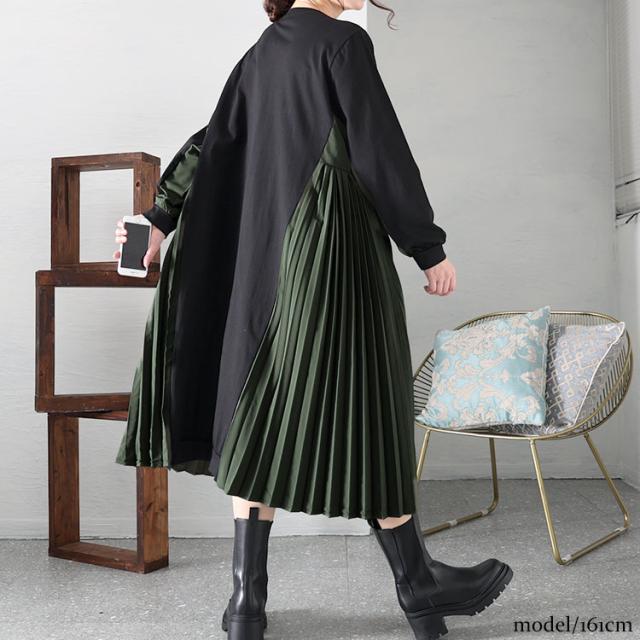 サイドプリーツロングワンピース