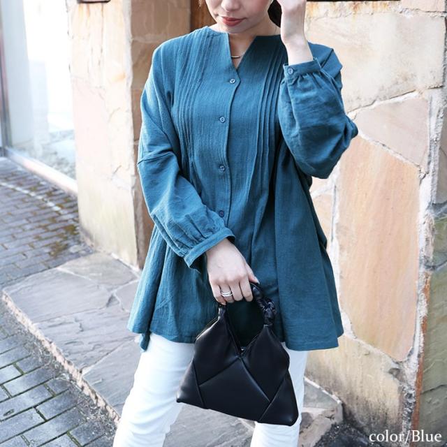 コットンピンタック使いワイドチュニック