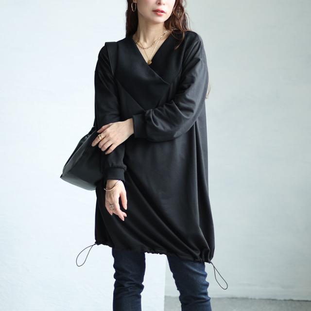 裾ドローコードVネックチュニック