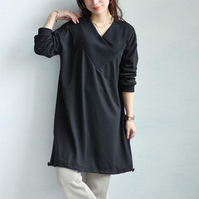 裾ドローコードVネックチュニック