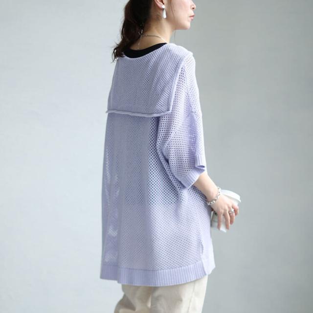 セーラーカラーメッシュニット