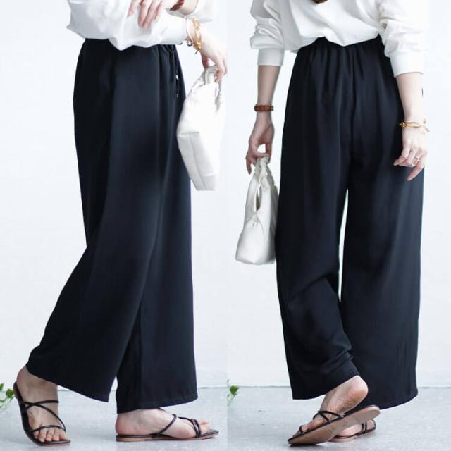 接触冷感とろみツイルイージーパンツ