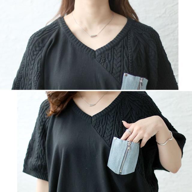 デニムポケット半袖ニット