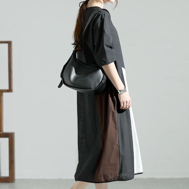 配色切替えバルーンワンピース