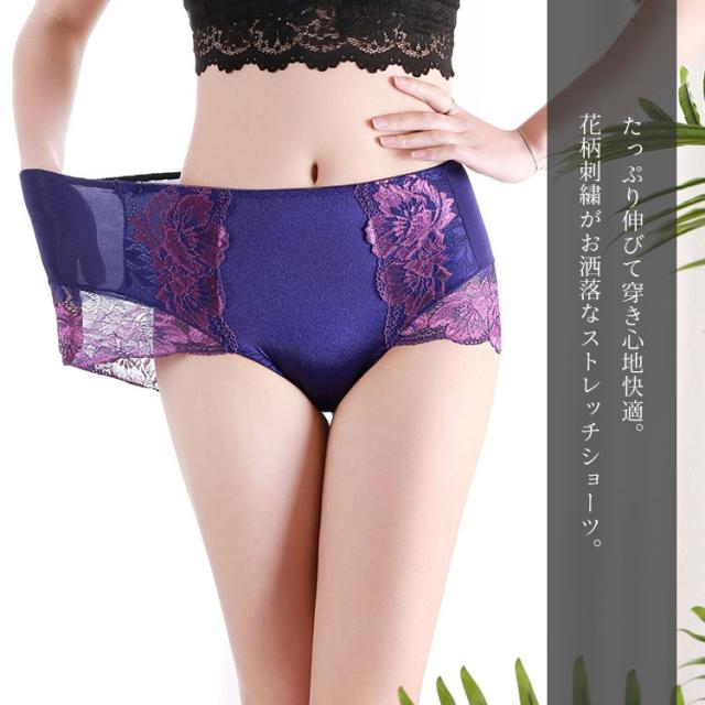 ハイウエストストレッチ花柄ショーツ