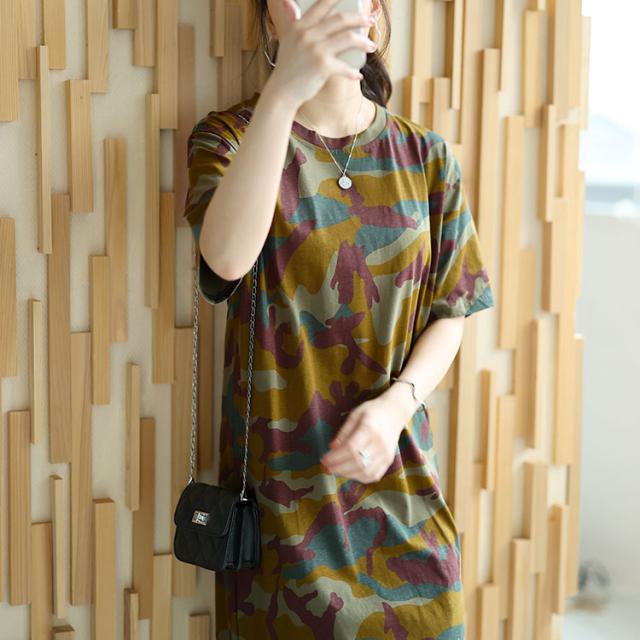 迷彩柄ロングワンピース