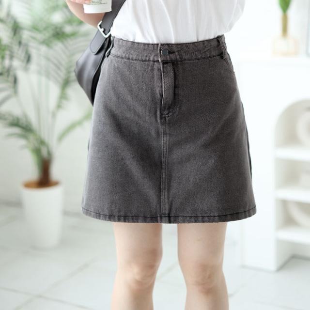 バイカラーデニムミニスカート