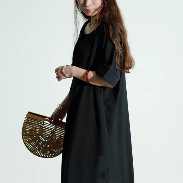 フロントリボンサイドスリットマキシワンピース