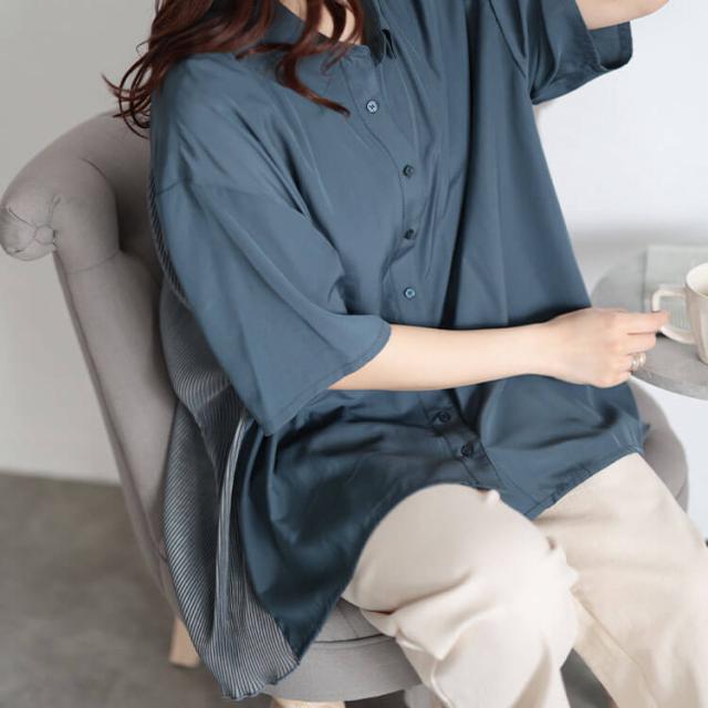 バックプリーツ切り替えシャツ