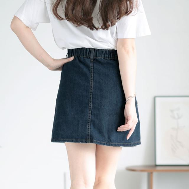 パンツ裏地付きプリーツデニムミニスカート