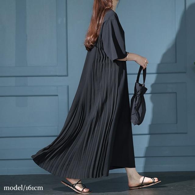 接触冷感バックプリーツワンピース