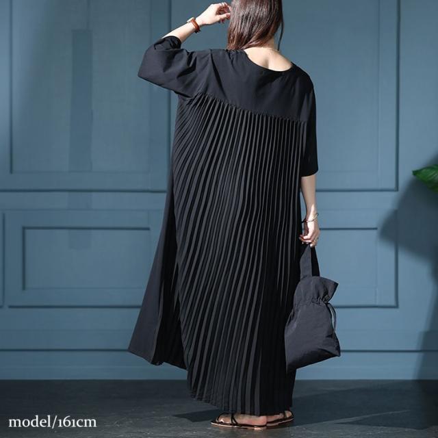 接触冷感バックプリーツワンピース