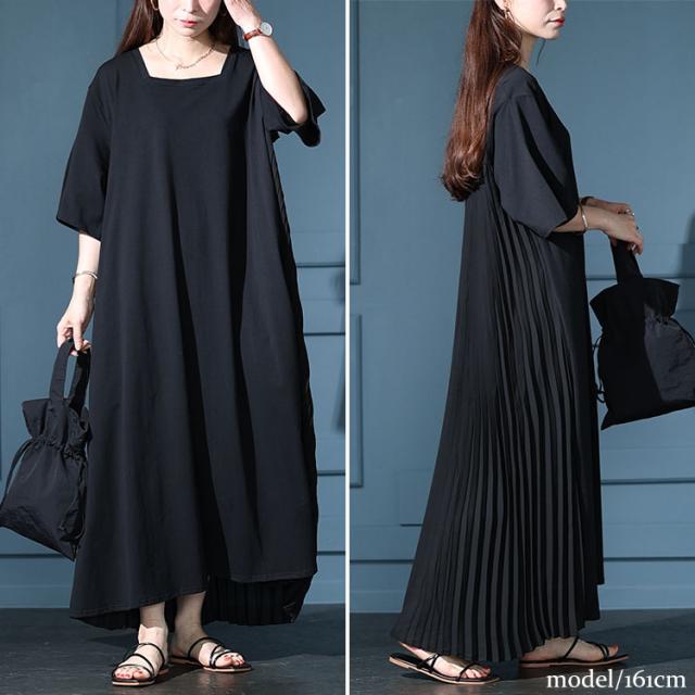 接触冷感バックプリーツワンピース