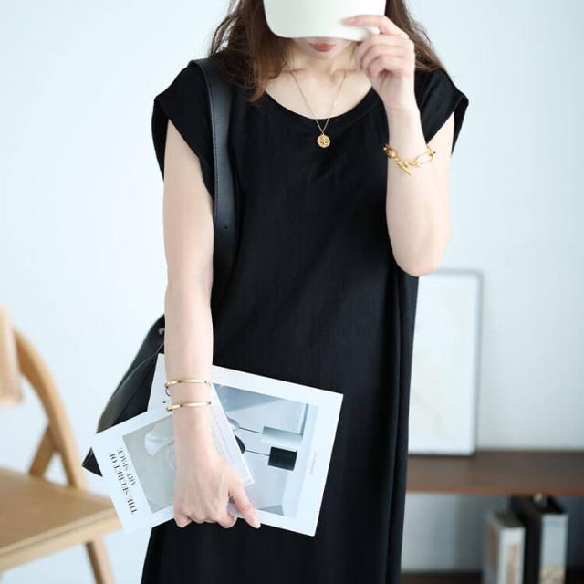 接触冷感＆UVカット＆吸湿速乾タックスリーブワンピース