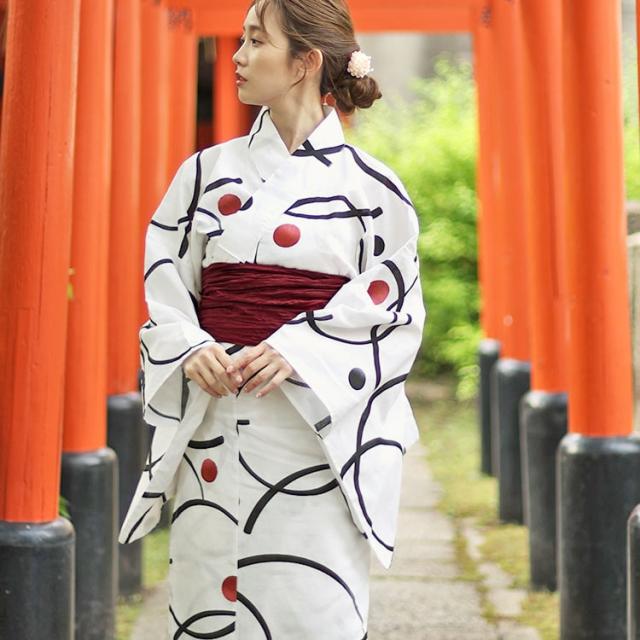 大輪柄上下セパレート浴衣&結び帯3点セット