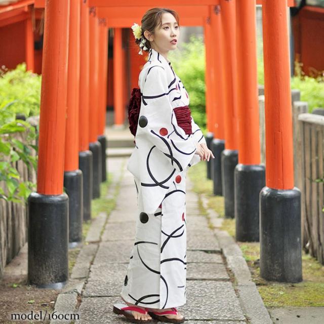 大輪柄上下セパレート浴衣&結び帯3点セット