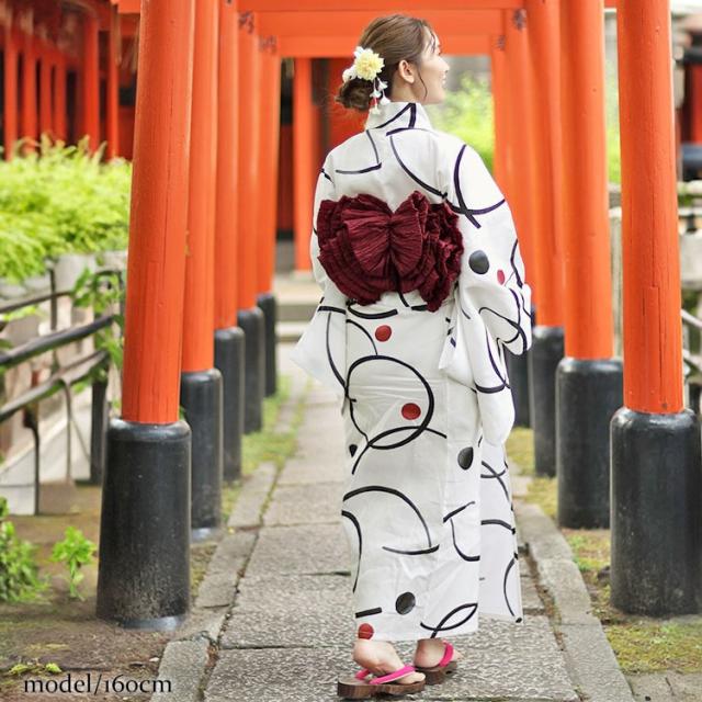 大輪柄上下セパレート浴衣&結び帯3点セット