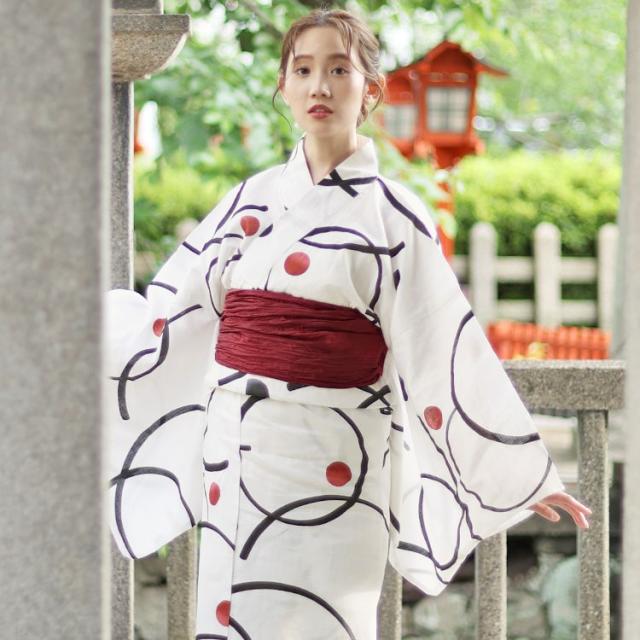 大輪柄上下セパレート浴衣&結び帯3点セット