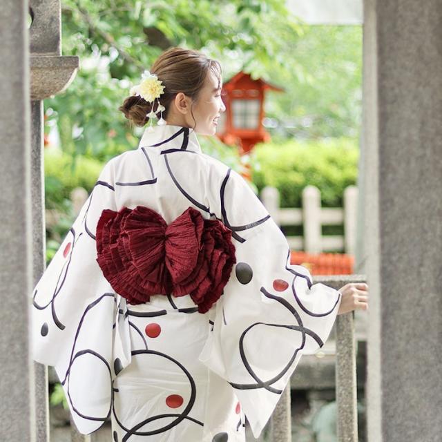 大輪柄上下セパレート浴衣&結び帯3点セット