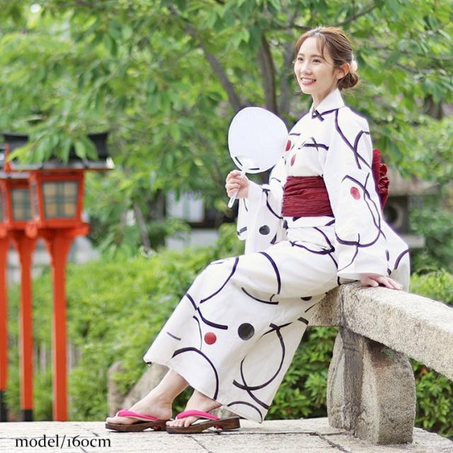 大輪柄上下セパレート浴衣&結び帯3点セット