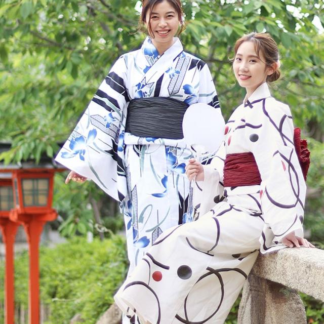 大輪柄上下セパレート浴衣&結び帯3点セット