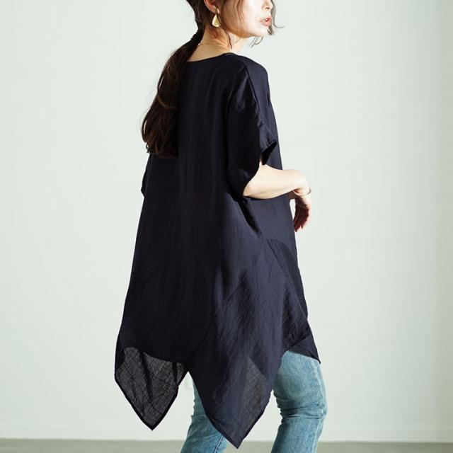 裾変形デザインワイドプルオーバー