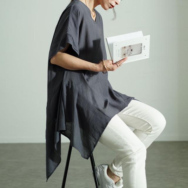 裾変形デザインワイドプルオーバー