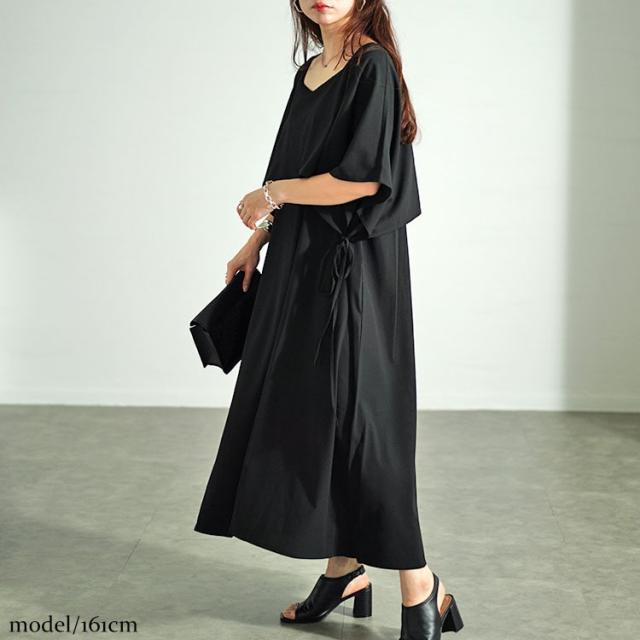 フェイクトップスレイヤードサイドリボンワンピース