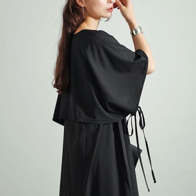 フェイクトップスレイヤードサイドリボンワンピース