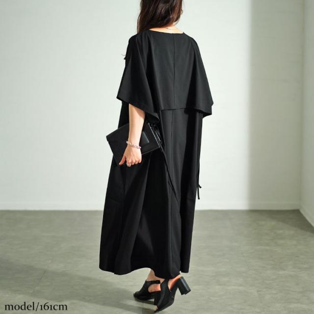 フェイクトップスレイヤードサイドリボンワンピース