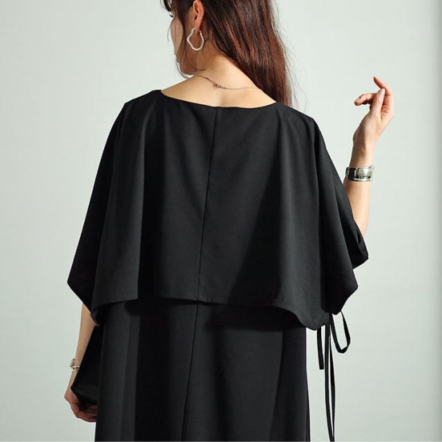 フェイクトップスレイヤードサイドリボンワンピース