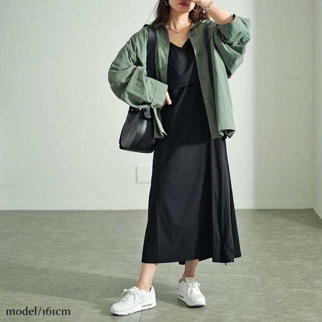 フェイクトップスレイヤードサイドリボンワンピース