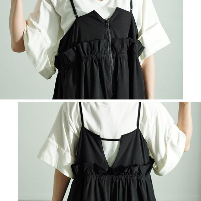ハーフジップウエストフリルキャミワンピース