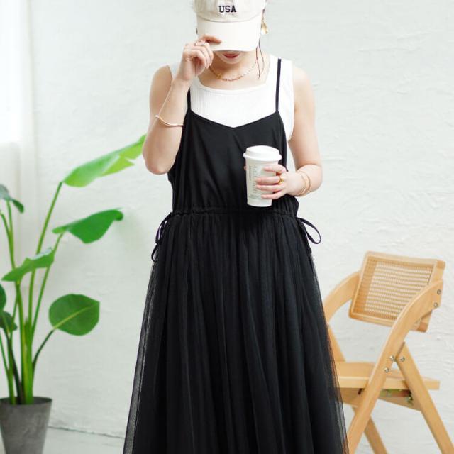 リボンチュールキャミワンピース