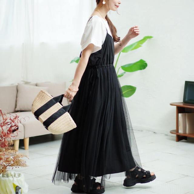 リボンチュールキャミワンピース