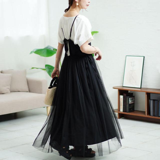 リボンチュールキャミワンピース