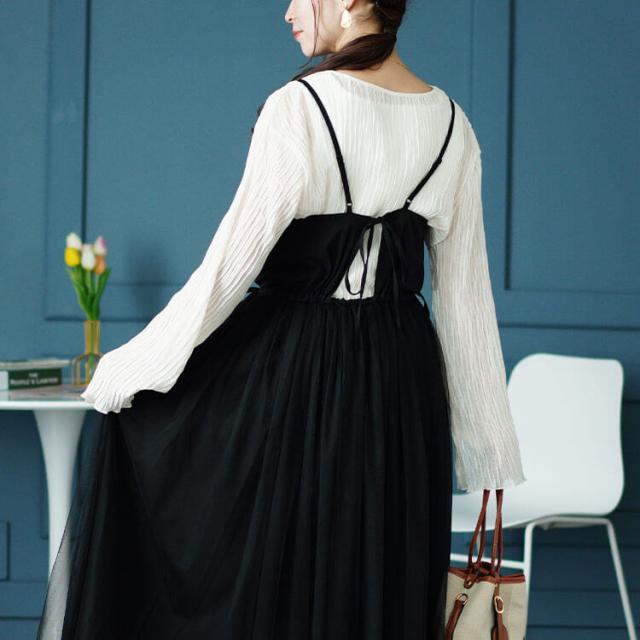 リボンチュールキャミワンピース