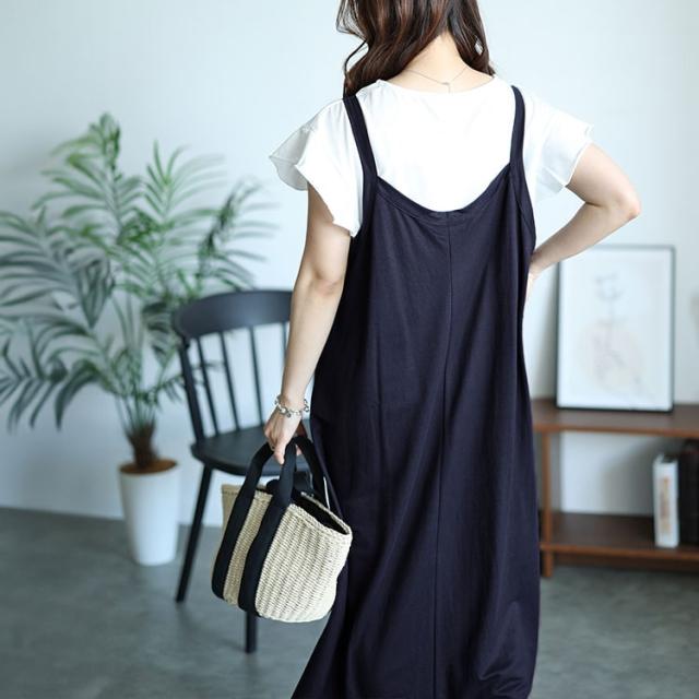 フリル袖Tシャツ＆キャミワンピース2点セット