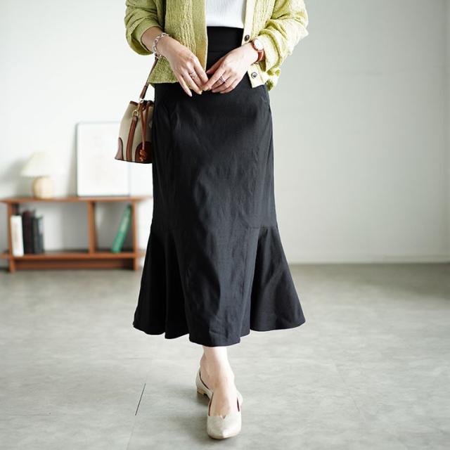 ギャザー切り替えストレッチマーメイドスカート