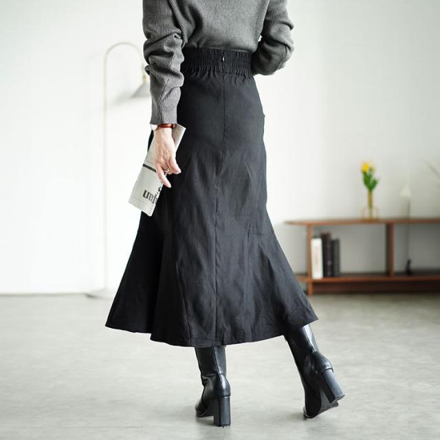 ギャザー切り替えストレッチマーメイドスカート