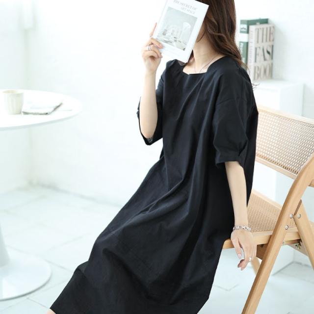 スクエアネックコクーンワンピース