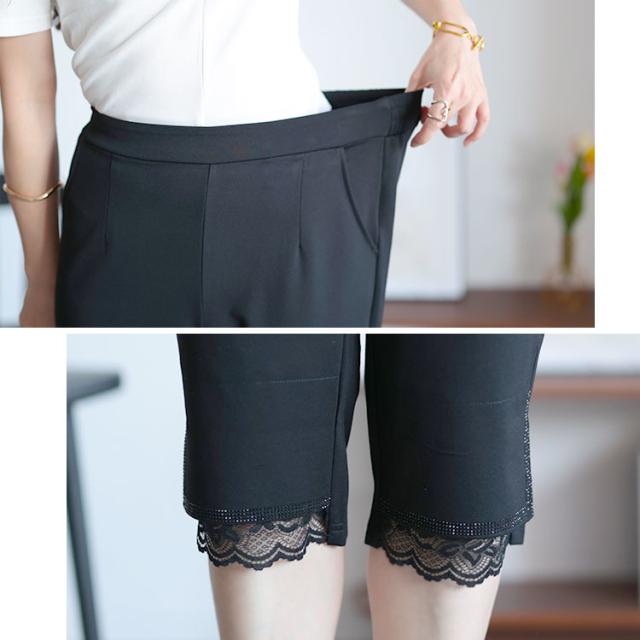 裾レース五分丈パンツ