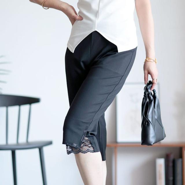 裾レース五分丈パンツ