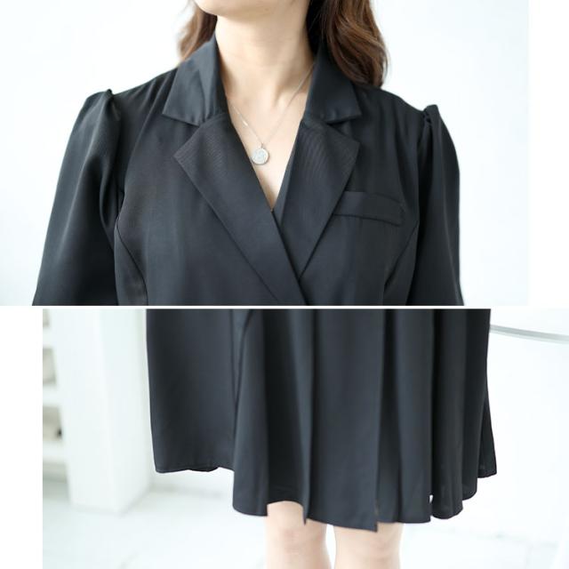 テーラードカラー半袖ワンピース