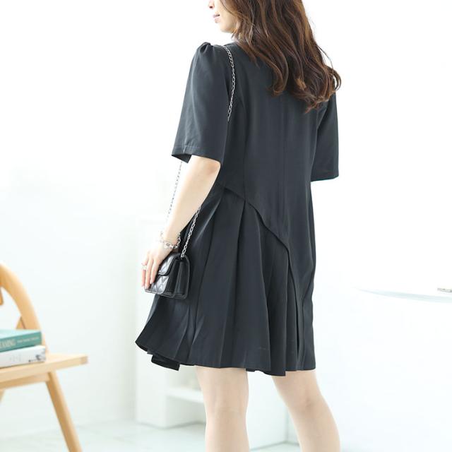 テーラードカラー半袖ワンピース