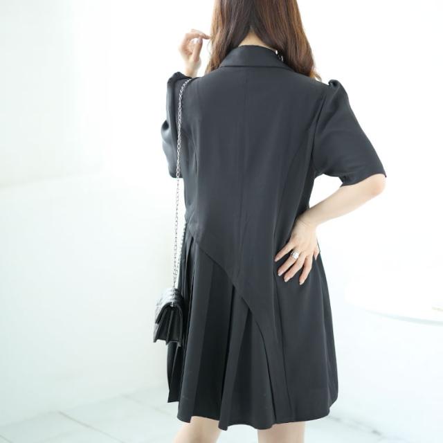 テーラードカラー半袖ワンピース