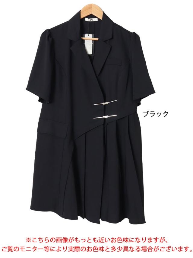 テーラードカラー半袖ワンピース