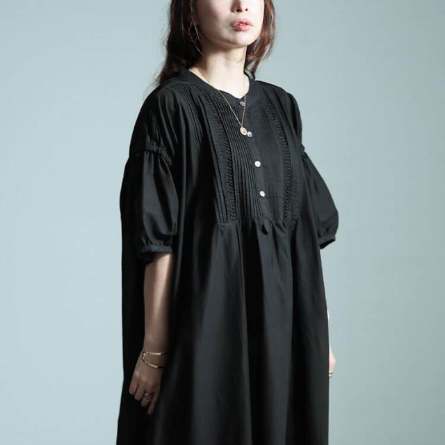 インド綿ピンタックバルーンスリーブワンピース
